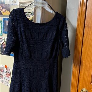 Eliza J Navy Lace Midi Dress
